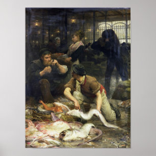 The Fish Market in the Morning, 1880 Poster