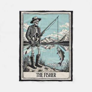 The Fisher Skeleton Tarot Card For Fishing Lovers Fleece Blanket