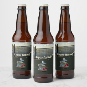 The fisherman. Happy fishing Beer Bottle Label