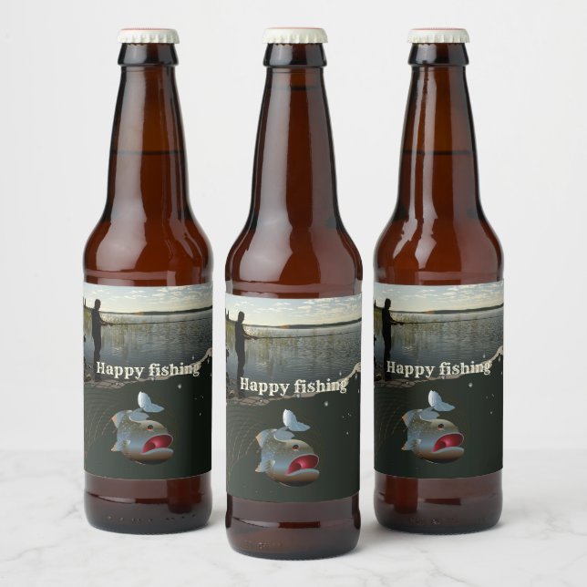 The fisherman​​​​​​​. Happy fishing Beer Bottle Label (Bottles)