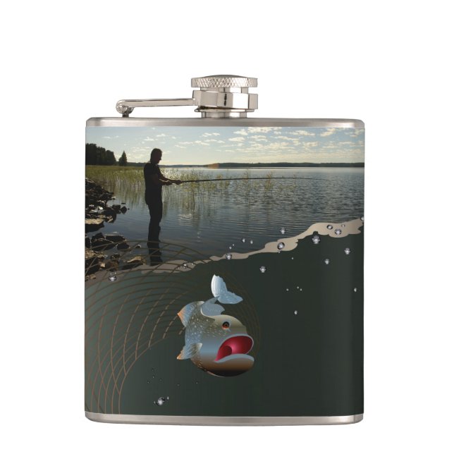 The fisherman​​​​​​​. Happy fishing Hip Flask (Front)