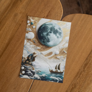 The Fisherman Under The Moonlit Sea Postcard