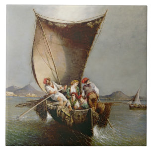 The Fisherman's Family (oil on canvas) Ceramic Tile