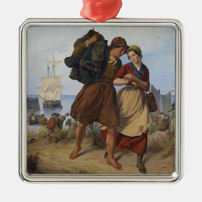 The Fisherman's Homecoming (by Rudolf Jordan) Metal Ornament (Front)