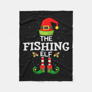 The Fishing Elf Christmas Family Matching Pajama  Fleece Blanket
