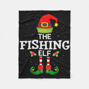 The Fishing Elf Christmas Family Matching Pajama Fleece Blanket