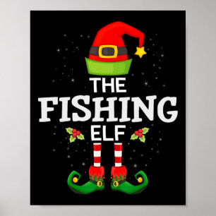 The Fishing Elf Christmas Family Matching Pajama Poster