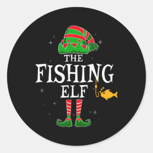 The Fishing Elf Group Matching Family Christmas Fi Classic Round Sticker