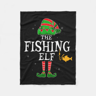 The Fishing Elf Group Matching Family Christmas Fi Fleece Blanket