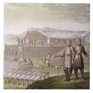The fishing industry, Newfoundland, from 'Le Costu Ceramic Tile