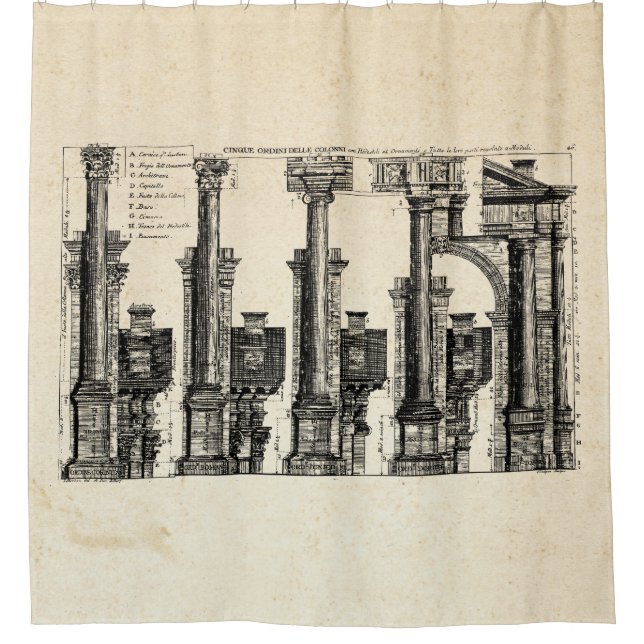 The Five Classes of Architecture, 1725 Shower Curtain (Front)