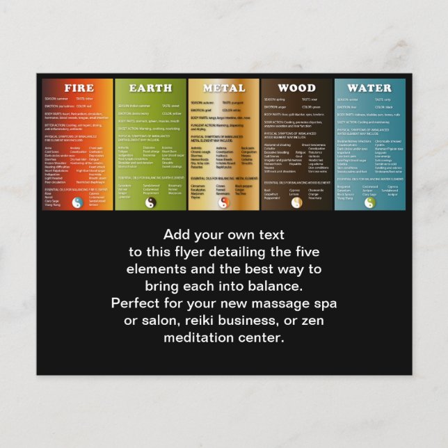 The five elements flyer (Front)