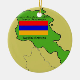 The Flag and Map of Armenia Ceramic Tree Decoration