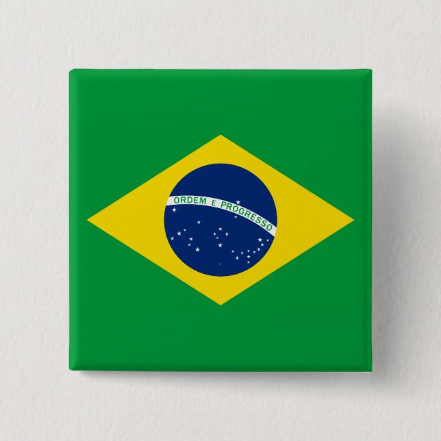 The Flag of Brazil 15 Cm Square Badge (Front)