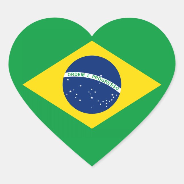 The Flag of Brazil Heart Sticker (Front)
