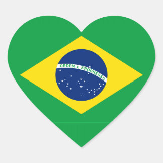 The Flag of Brazil Heart Sticker