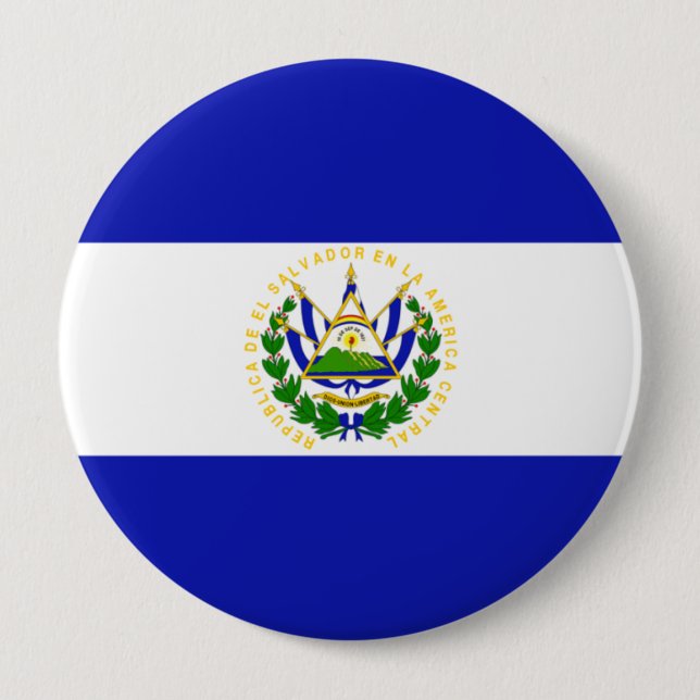 The Flag of El Salvador. 10 Cm Round Badge (Front)