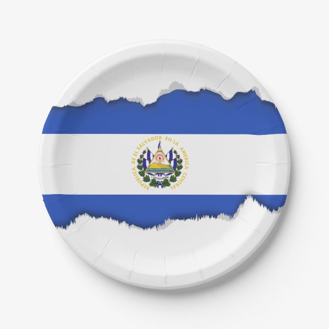 The Flag of El Salvador Paper Plate (Front)