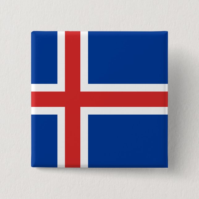 The Flag of Iceland 15 Cm Square Badge (Front)