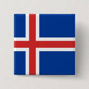 The Flag of Iceland 15 Cm Square Badge