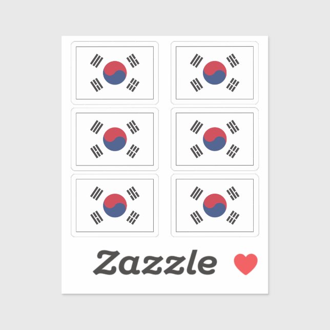 The flag of South Korea Collection pack of 6 (Sheet)