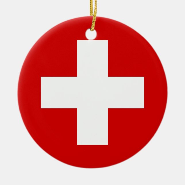 The Flag of Switzerland Ceramic Ornament (Front)
