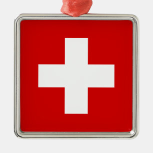 The Flag of Switzerland Metal Tree Decoration