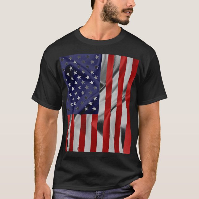 The Flag of the United States of America Black T-Shirt (Front)