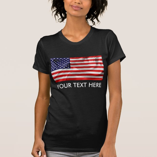 The Flag of the United States of America Black T-Shirt (Front)