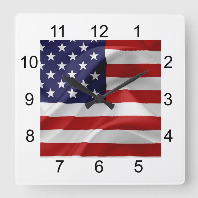 The Flag of the United States of America Square Wall Clock (Front)