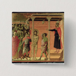 The Flagellation, from the Maesta altarpiece 15 Cm Square Badge
