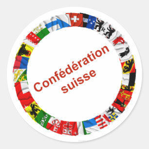 The Flags of the Cantons of Switzerland, French Classic Round Sticker