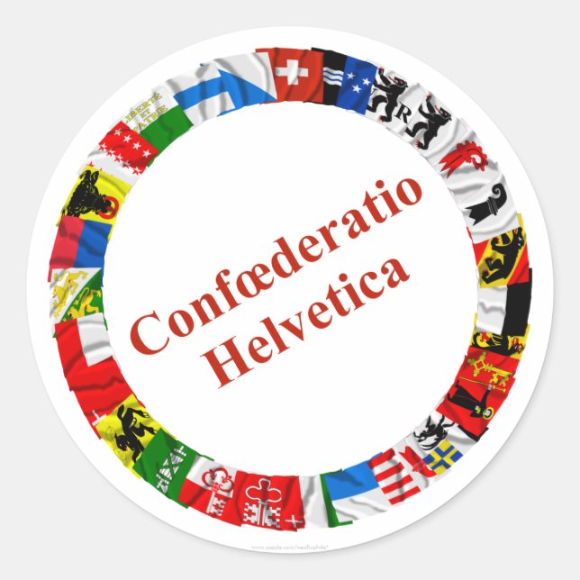 The Flags of the Cantons of Switzerland, Latin Classic Round Sticker (Front)