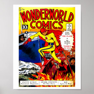 The Flame comic book cover, By Lou Fine  Poster