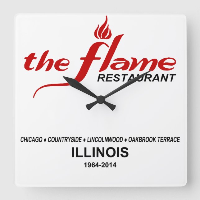 The Flame Restaurants of Illinois Square Wall Clock (Front)