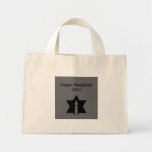 The Flame & Star - Mini Tote Bag<br><div class="desc">This image is a flame from a candle. A star around the flame represents Hanukkah. Done in a black tattoo. A black backround was also added. "Happy Hanukkah 2014" is printed on this design. Customise with your own words. These totes are available in assorted styles,  colours and sizes.</div>