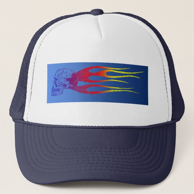 The Flameing skull Trucker Hat (Front)