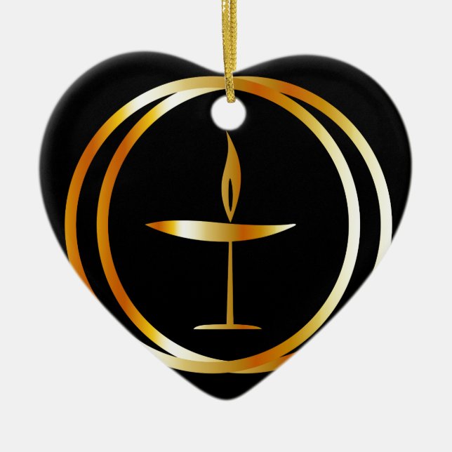 The Flaming Chalice Ceramic Ornament (Front)