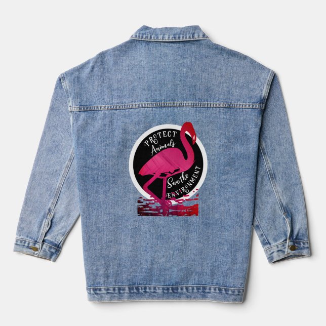 The flamingo guardian denim jacket (Back)