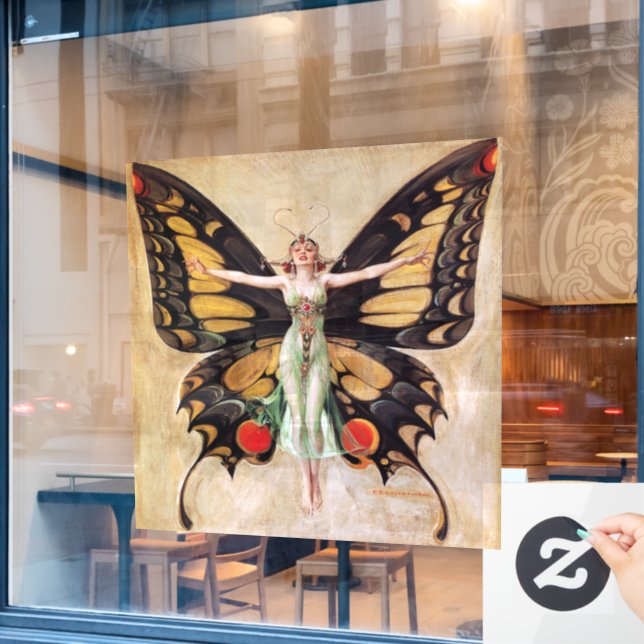 The Flapper Girl's Metamorphosis to Butterfly 1922 (Cafe Window)