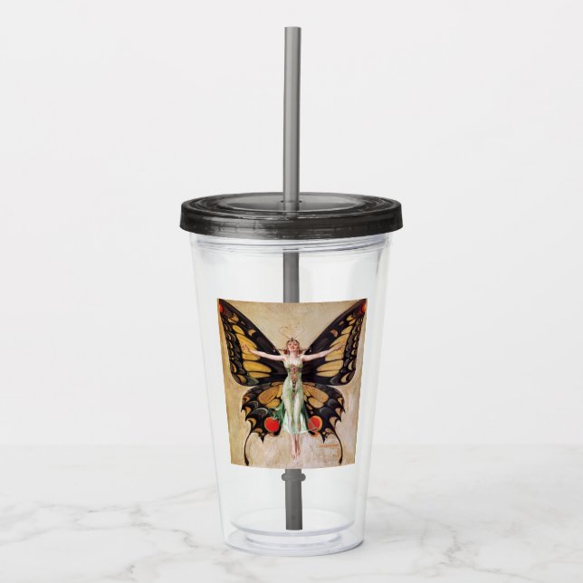 The Flapper Girl's Metamorphosis to Butterfly 1922 Acrylic Tumbler (Front)