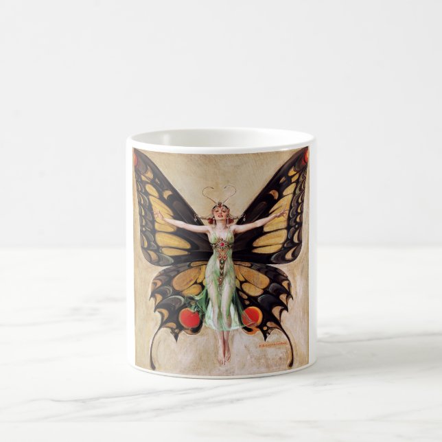 The Flapper Girl's Metamorphosis to Butterfly 1922 Coffee Mug (Center)