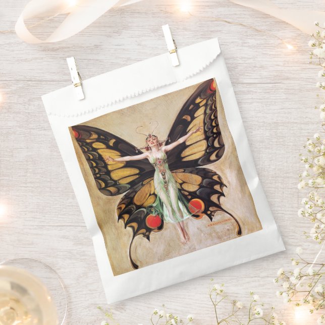 The Flapper Girl's Metamorphosis to Butterfly 1922 Favour Bag (Clipped)