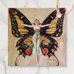 The Flapper Girl's Metamorphosis to Butterfly 1922 Favour Tags