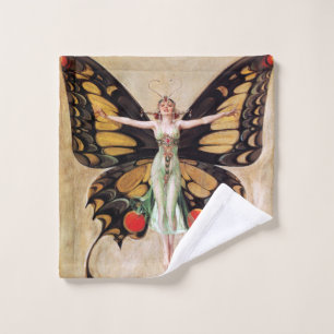 The Flapper Girl's Metamorphosis to Butterfly 1922 Wash Cloth