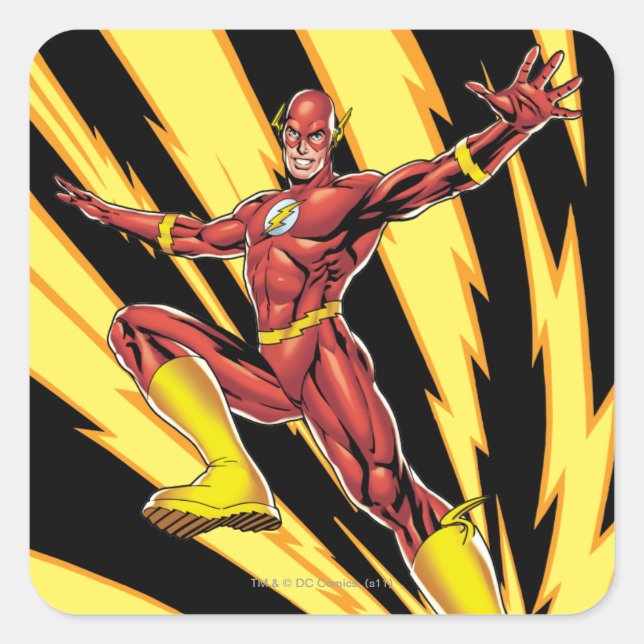 The Flash Lightning Bolts Square Sticker (Front)