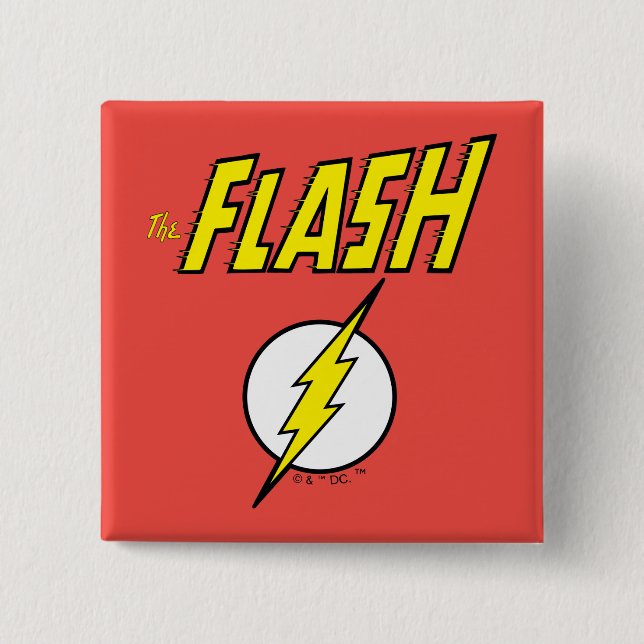 The Flash Name & Lightning Bolt Logo 15 Cm Square Badge (Front)