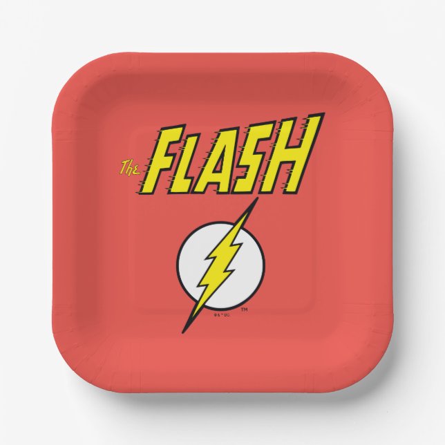 The Flash Name & Lightning Bolt Logo Paper Plate (Front)