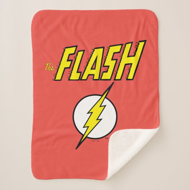 The Flash Name & Lightning Bolt Logo Sherpa Blanket (Front)