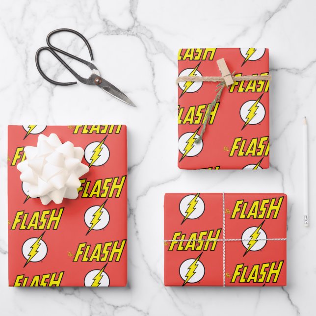 The Flash Name & Lightning Bolt Logo Wrapping Paper Sheet (Front)